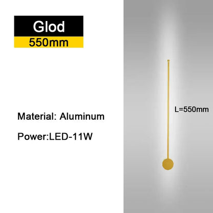 Gold-colored aluminum rotatable led wall sconce with sleek minimalist design for modern bedroom led wall lights