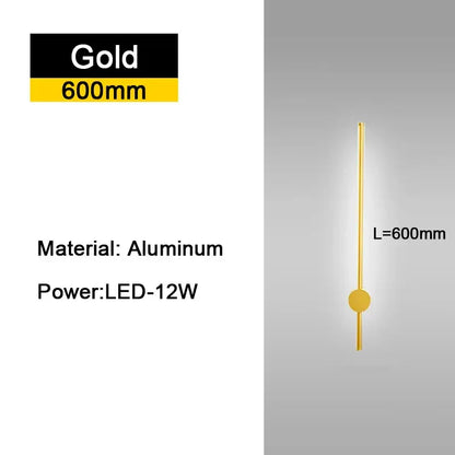Gold-finished aluminum rotatable led wall light with sleek minimalist design and circular base accent for bedroom use