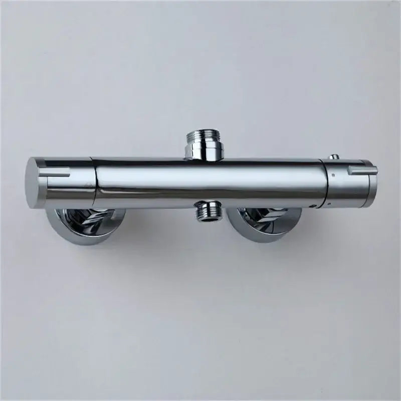 Modern black mixer valve bathroom pipe fitting with chrome-finished dual-handle brass thermostatic shower design