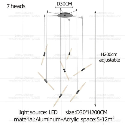 Modern Black Multi-Light Stairwell Pendant Light - Decorbites