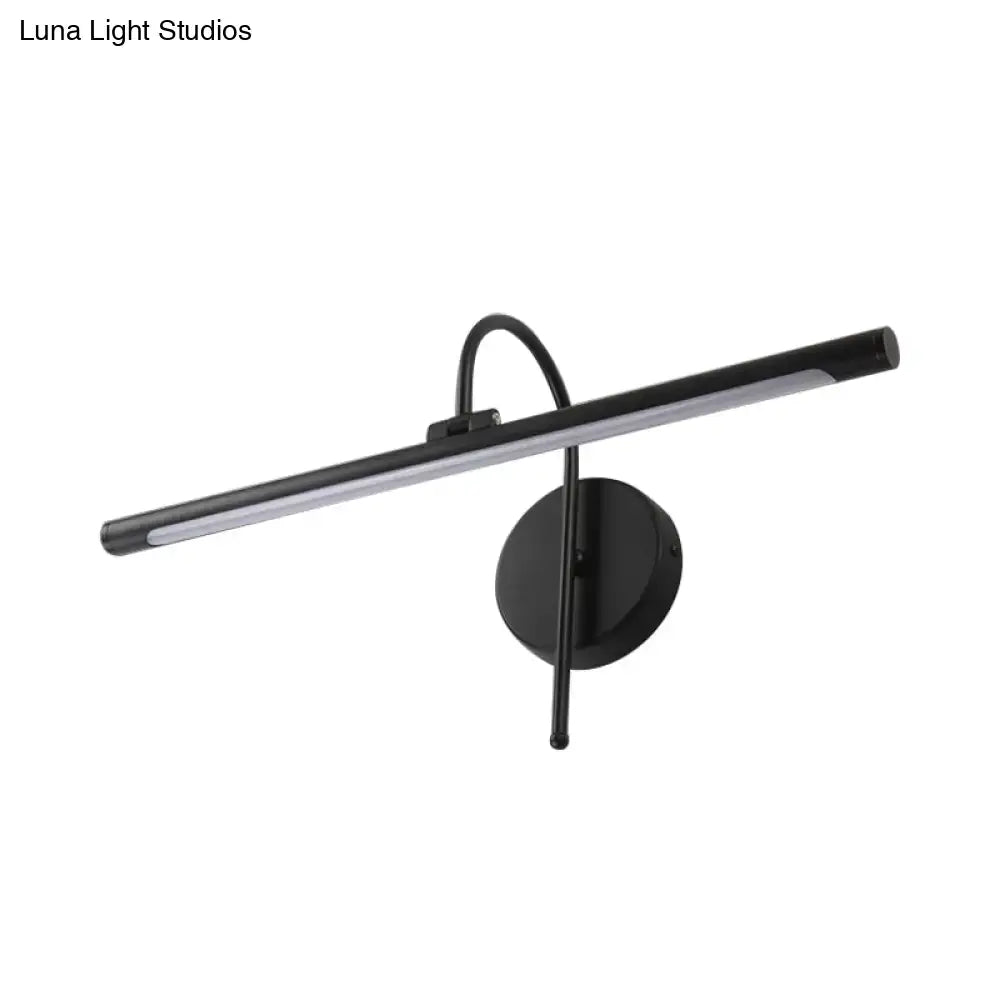 Modern black and nickel led wall lamp with metal shade and adjustable arm for bathroom vanity illumination