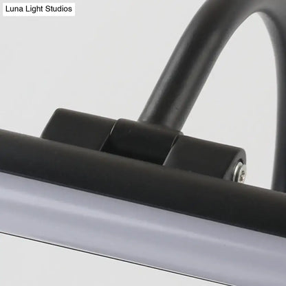 Modern black led wall lamp with metal shade and silver led light bar designed for bathroom vanity use