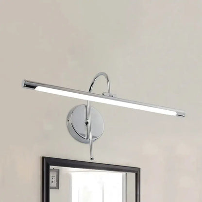 Modern black and nickel led wall lamp with chrome finished rectangular led vanity light and adjustable arm for bathroom use