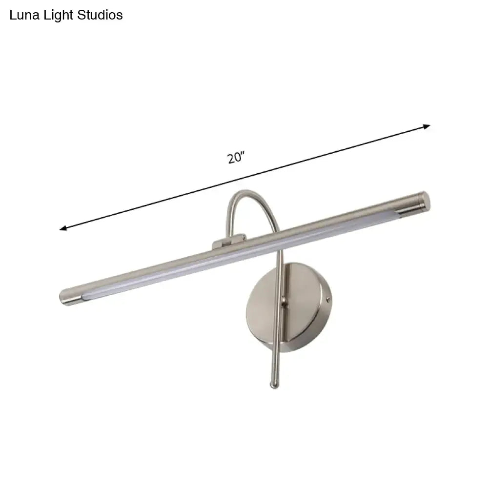 Modern black and nickel led wall lamp with a 20-inch sleek silver led wall sconce metal shade for bathroom vanity