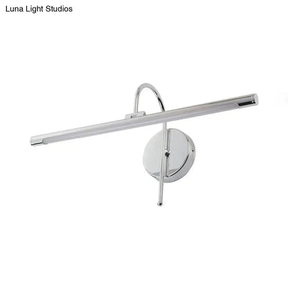 Modern black and nickel led wall lamp with chrome finish metal shade and sleek elongated bar design for bathroom vanity