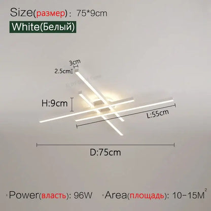 Modern black nordic led ceiling chandelier with sleek white led intersecting bar design for living room decorbites nordic led