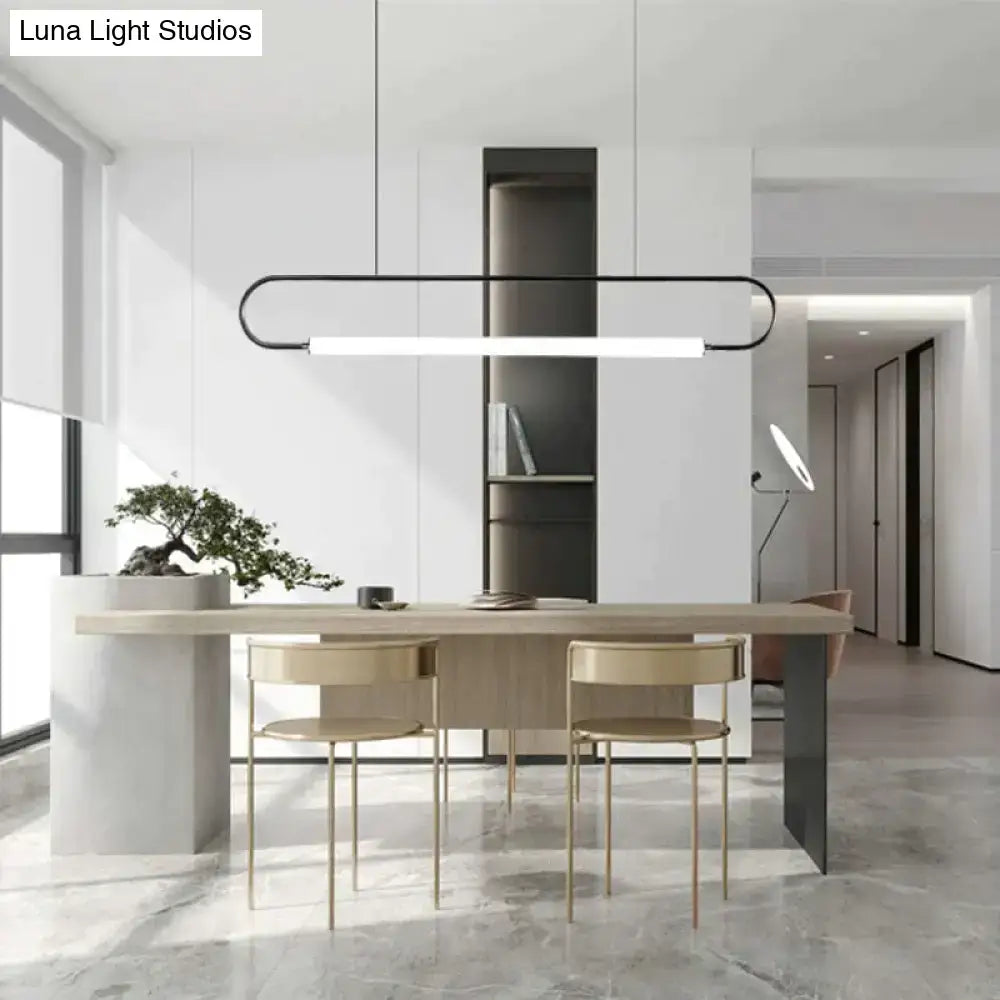 DecorBites™ nordic minimalist bar hanging pendant light with sleek black frame and white rectangular led strip