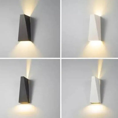 Modern black and off-white led wall lamp with sleek angular design and warm ambient lighting for bedroom decorbites dual head