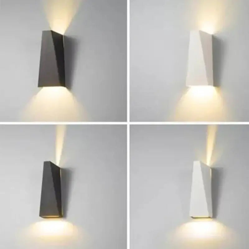 Modern black and off-white led wall lamp with sleek angular design and warm ambient lighting for bedroom decorbites dual head