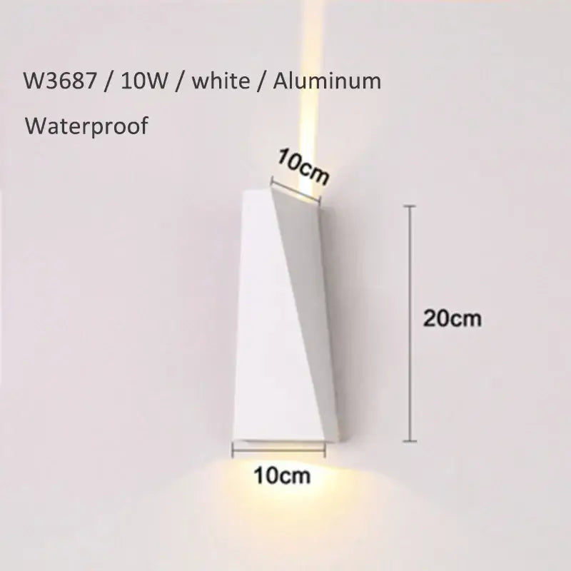 White aluminum wall lamp with sleek angular design and waterproof construction for modern bedroom decorbites dual head use