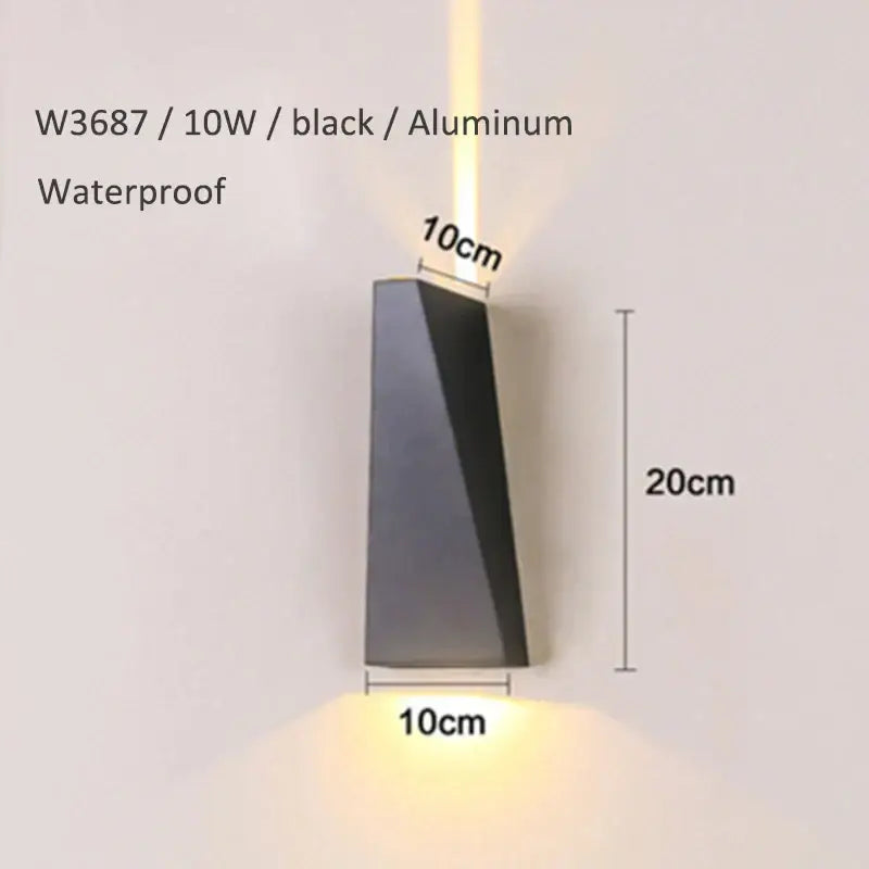 Modern black aluminum led wall lamp with sleek angular design waterproof for bedroom decorbites dual head sconce