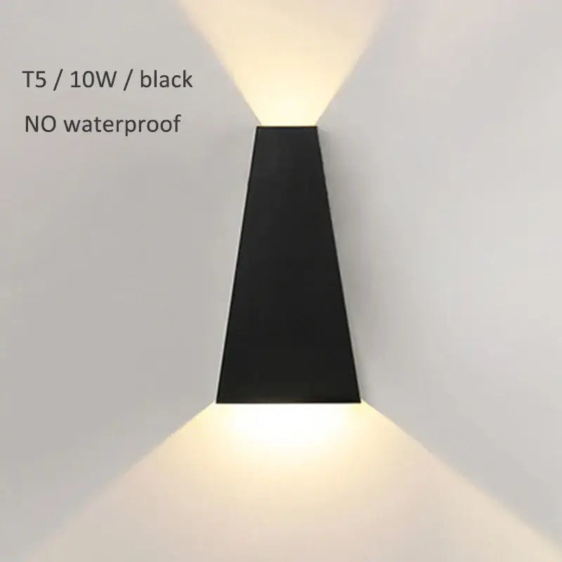 Modern black and off-white led wall lamp decorbites dual head with sleek angular design casting warm light between walls
