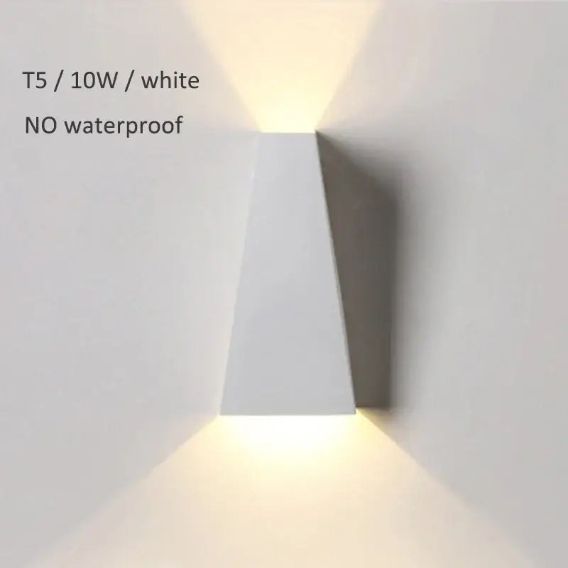 White t5 led wall lamp with 10w output emitting warm white light for modern black and off-white bedroom decorbites dual head