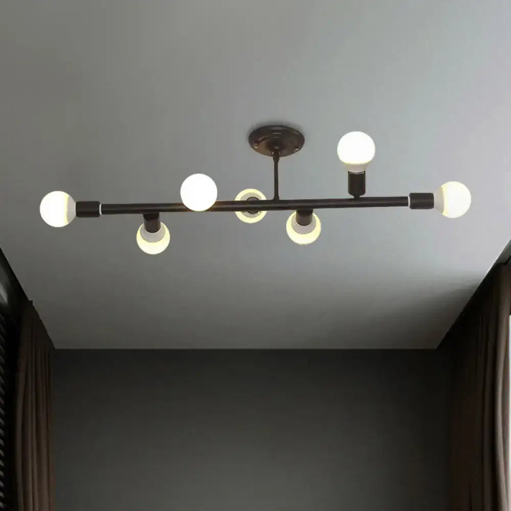 Decorbites modern black finish open bulb island light with five white globe bulbs metal ceiling fixture