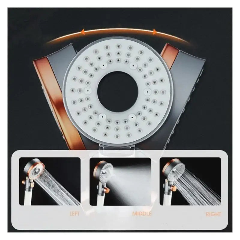 Modern black and orange decorbites dual switch shower head with chrome finish and multiple spray settings for high pressure