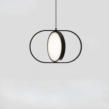 Modern black oval pendant light with glowing circular led panel decorbites adjustable angle pendant for shop or kitchen decor
