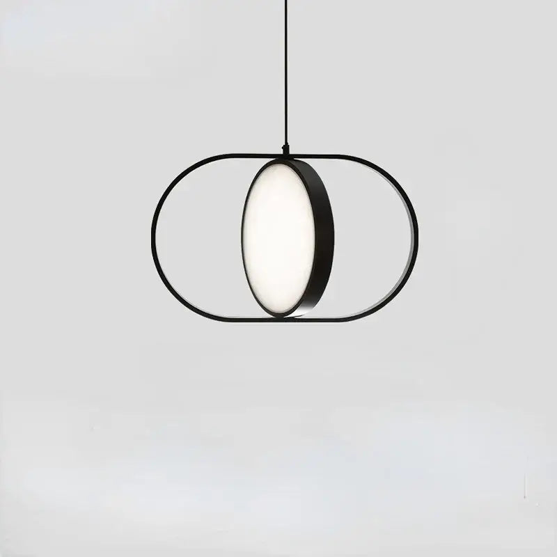 Modern black oval pendant light with glowing circular led panel decorbites adjustable angle pendant for shop or kitchen decor
