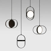 Modern black oval metal pendant light with sleek oval frames and glowing bulbs decorbites adjustable angle pendant