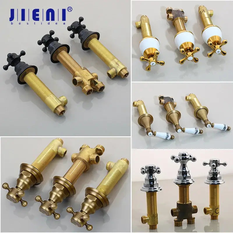 Modern black painting water control valve bathroom mixing tap with brass and chrome finish cross-shaped handles