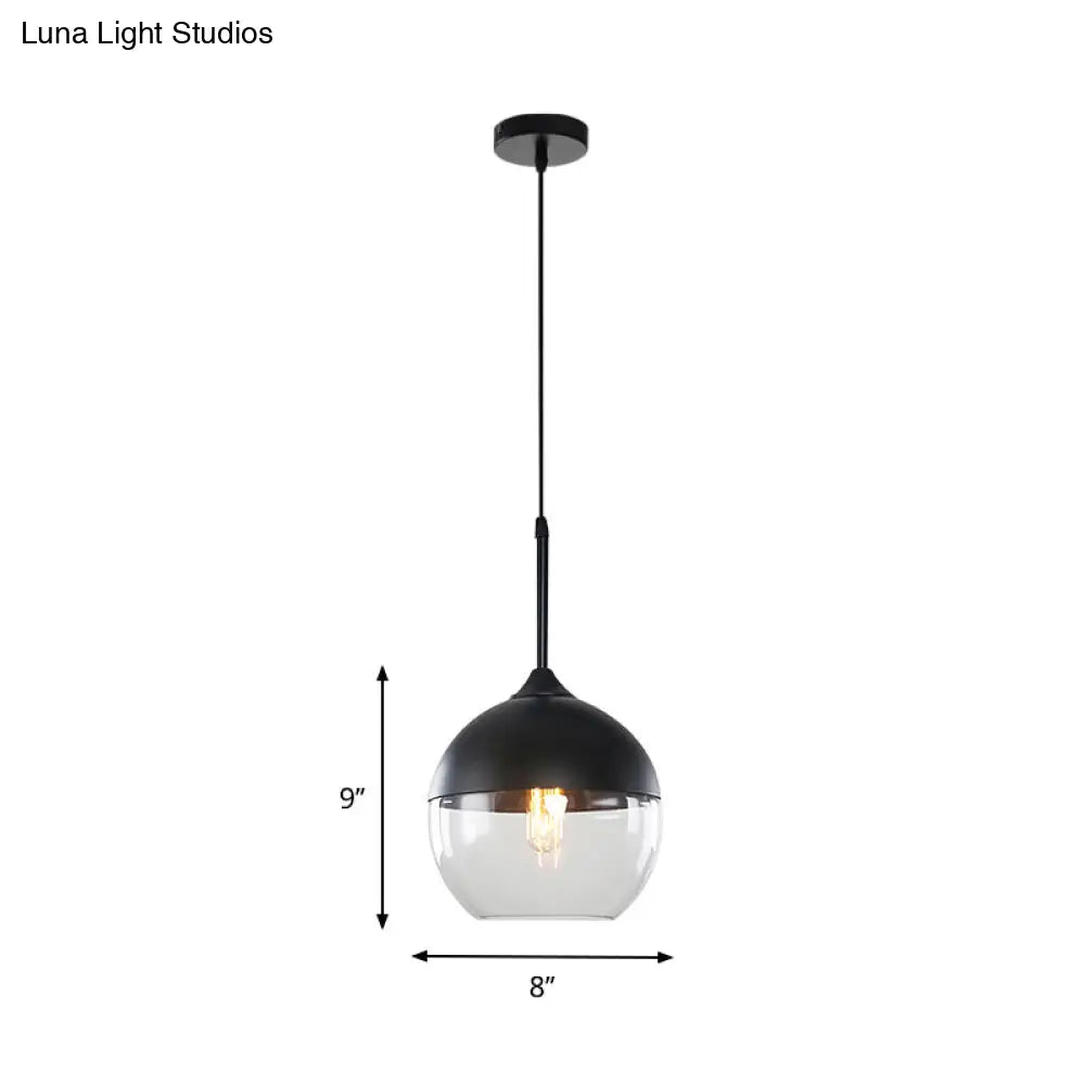 Modern Black Pendant Light Fixture with Clear Glass Cylinder/Mason Jar Design - Perfect for Table Lighting