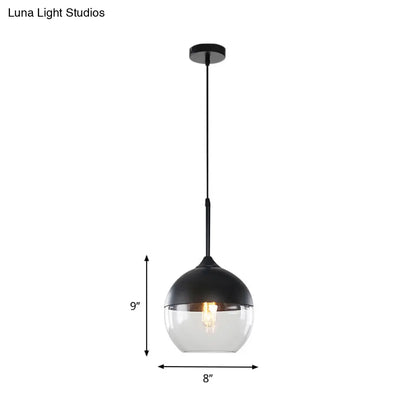 Modern Black Pendant Light Fixture with Clear Glass Cylinder/Mason Jar Design - Perfect for Table Lighting