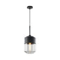 Modern Black Pendant Light Fixture with Clear Glass Cylinder/Mason Jar Design - Perfect for Table Lighting