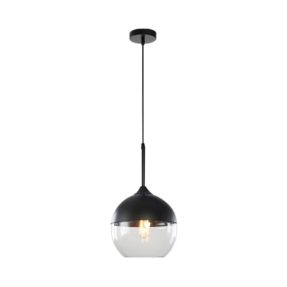 Modern Black Pendant Light Fixture with Clear Glass Cylinder/Mason Jar Design - Perfect for Table Lighting