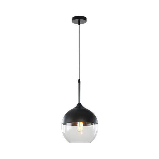 Modern Black Pendant Light Fixture with Clear Glass Cylinder/Mason Jar Design - Perfect for Table Lighting