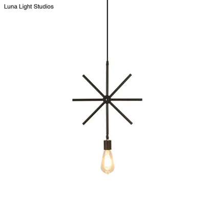 Modern Black Pendant Light Fixture with Iron Flower/Square/Round Frame - Ceiling Lamp over Table