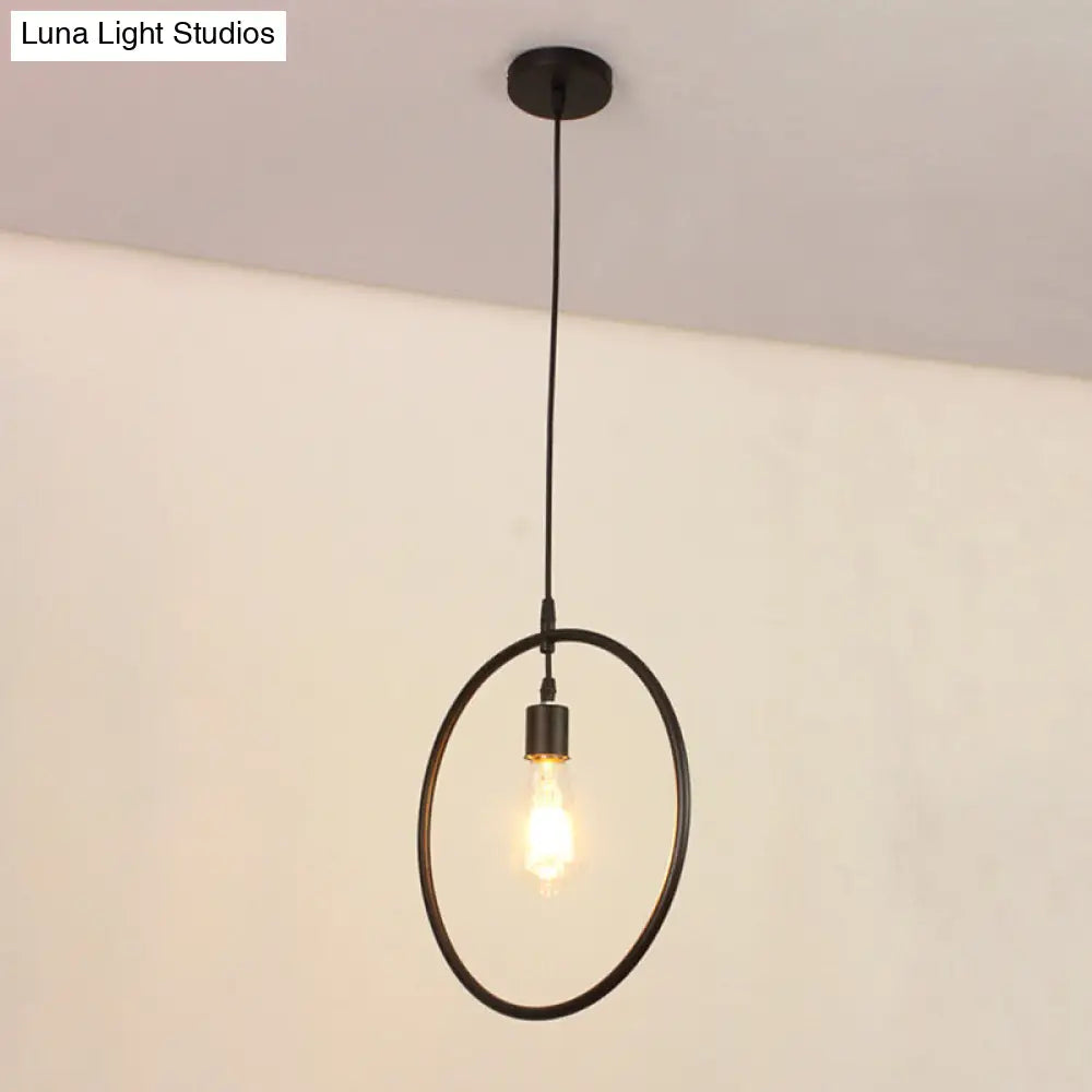 Modern Black Pendant Light Fixture with Iron Flower/Square/Round Frame - Ceiling Lamp over Table