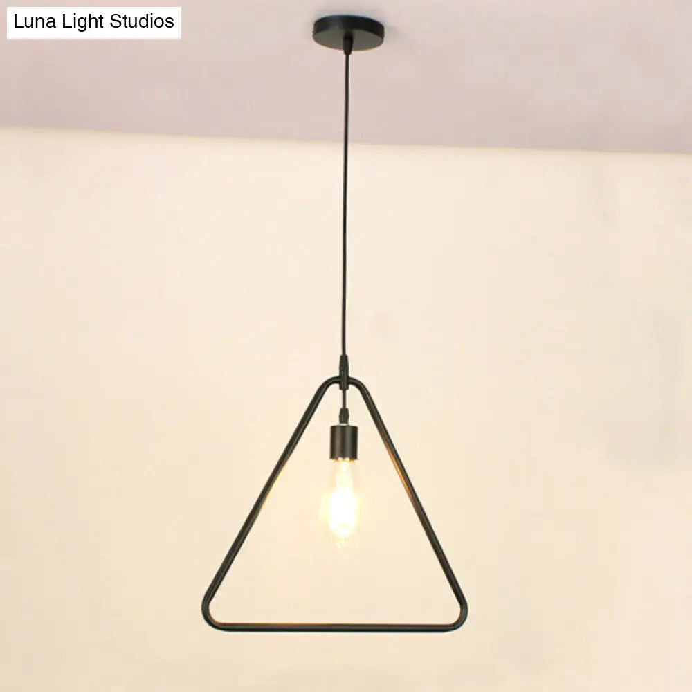 Modern Black Pendant Light Fixture with Iron Flower/Square/Round Frame - Ceiling Lamp over Table