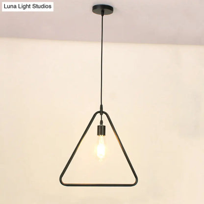 Modern Black Pendant Light Fixture with Iron Flower/Square/Round Frame - Ceiling Lamp over Table