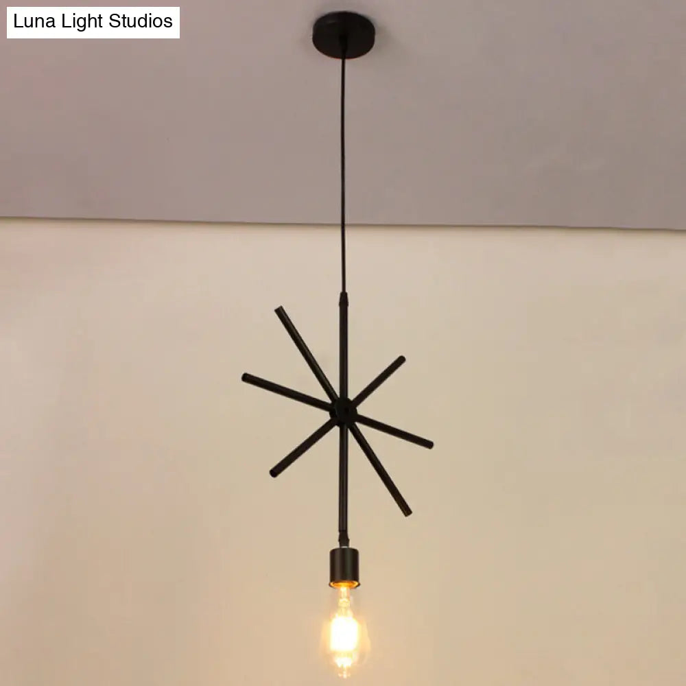 Modern Black Pendant Light Fixture with Iron Flower/Square/Round Frame - Ceiling Lamp over Table