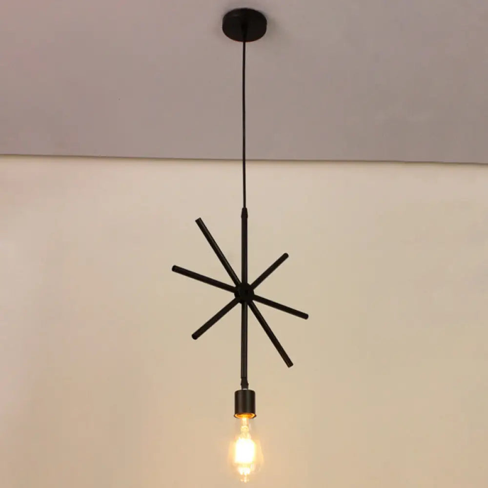 Modern Black Pendant Light Fixture with Iron Flower/Square/Round Frame - Ceiling Lamp over Table