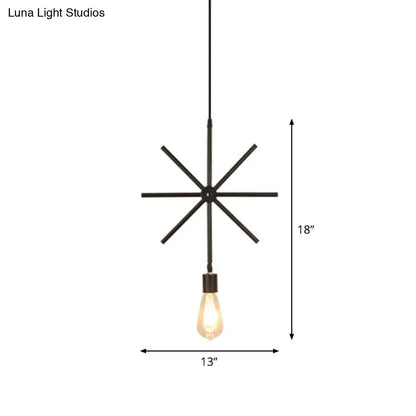 Modern Black Pendant Light Fixture with Iron Flower/Square/Round Frame - Ceiling Lamp over Table