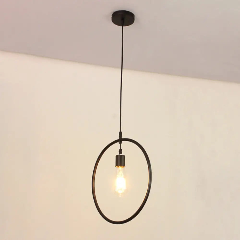 Modern Black Pendant Light Fixture with Iron Flower/Square/Round Frame - Ceiling Lamp over Table