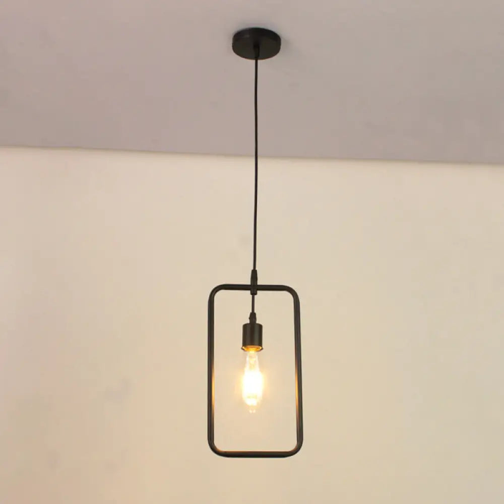 Modern Black Pendant Light Fixture with Iron Flower/Square/Round Frame - Ceiling Lamp over Table