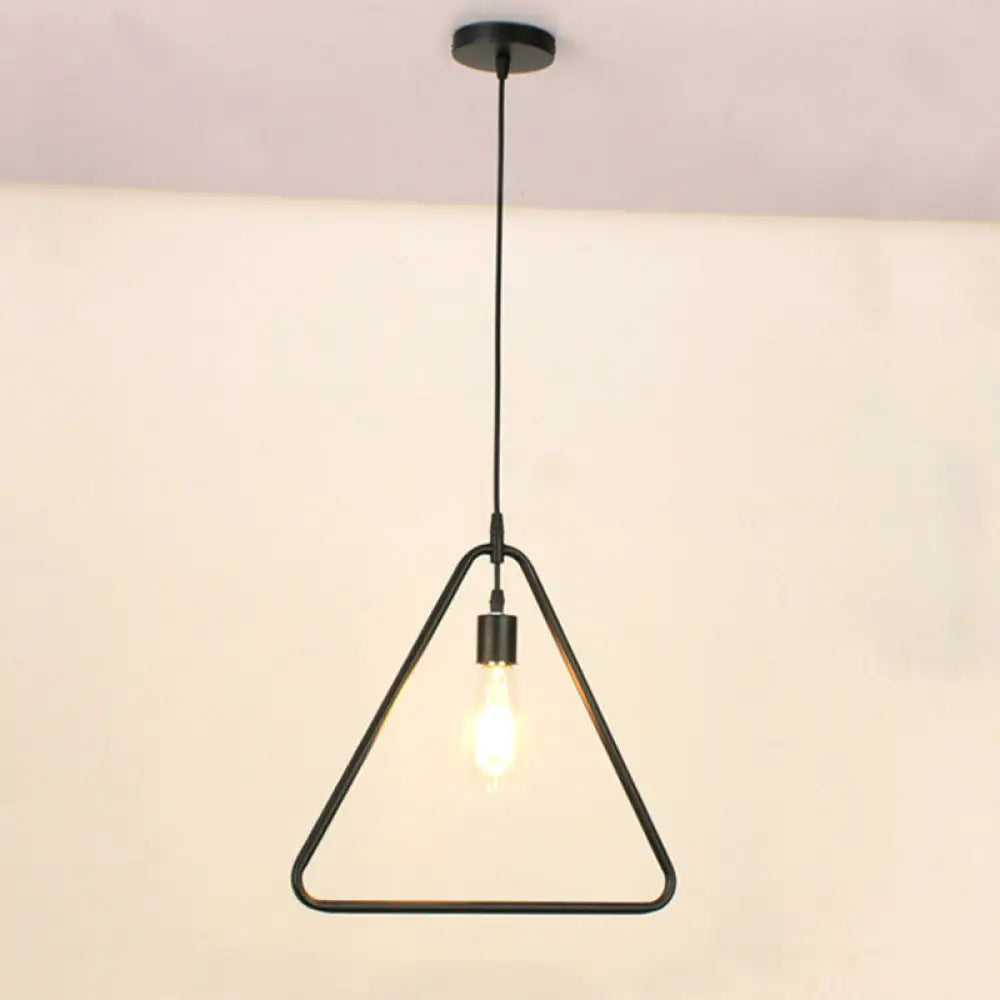 Modern Black Pendant Light Fixture with Iron Flower/Square/Round Frame - Ceiling Lamp over Table