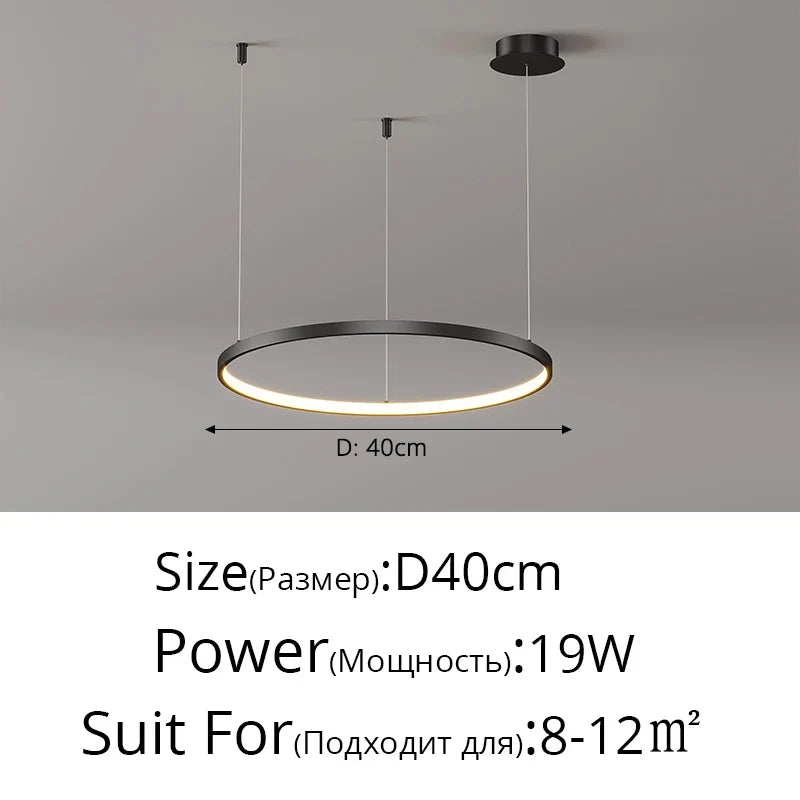 Modern Black Pendant Light for Living Room - Dimmable - Black 40cm / Warm white No Remote - Chandelier
