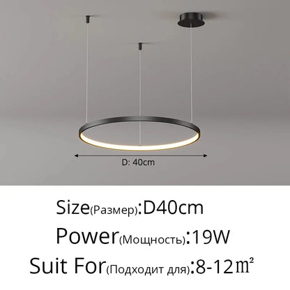 Modern Black Pendant Light for Living Room - Dimmable - Black 40cm / Warm white No Remote - Chandelier
