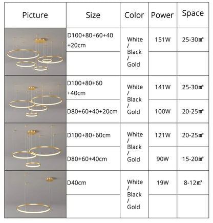 Modern Black Pendant Light for Living Room - Dimmable - Chandelier