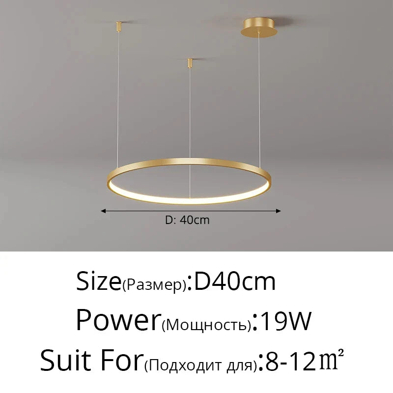 Modern Black Pendant Light for Living Room - Dimmable - Gold 40cm / Warm white No Remote - Chandelier