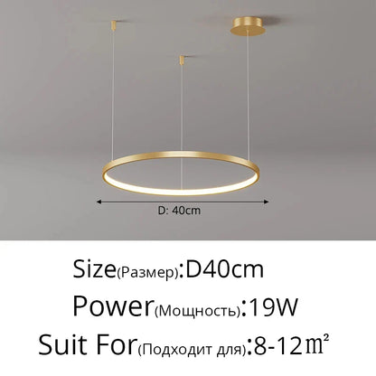 Modern Black Pendant Light for Living Room - Dimmable - Gold 40cm / Warm white No Remote - Chandelier