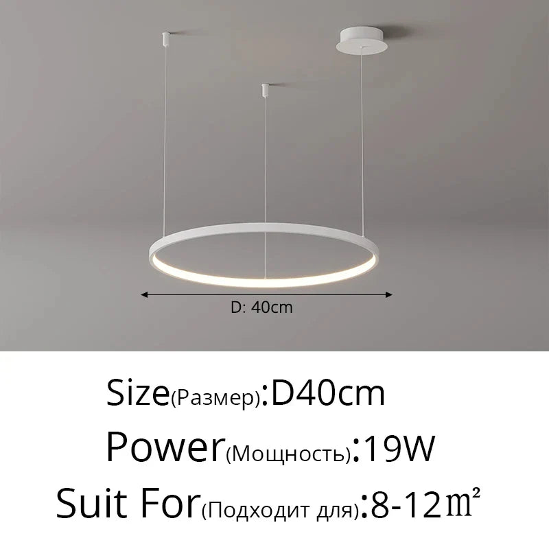Modern Black Pendant Light for Living Room - Dimmable - White 40cm / Dimmable With Remote - Chandelier