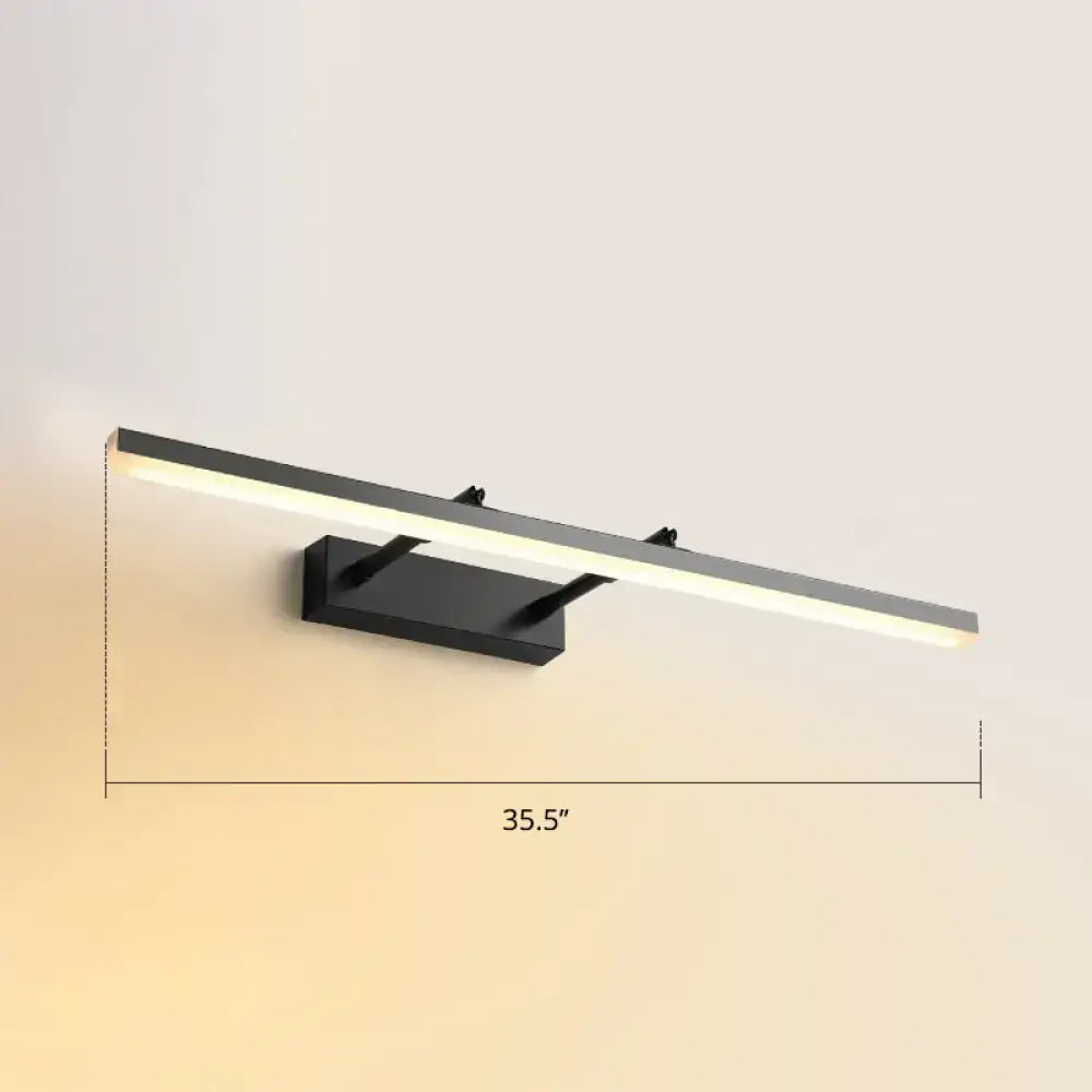 Modern black pivoting bar led wall mount lamp with sleek rectangular design and warm white illumination for bedroom vanity