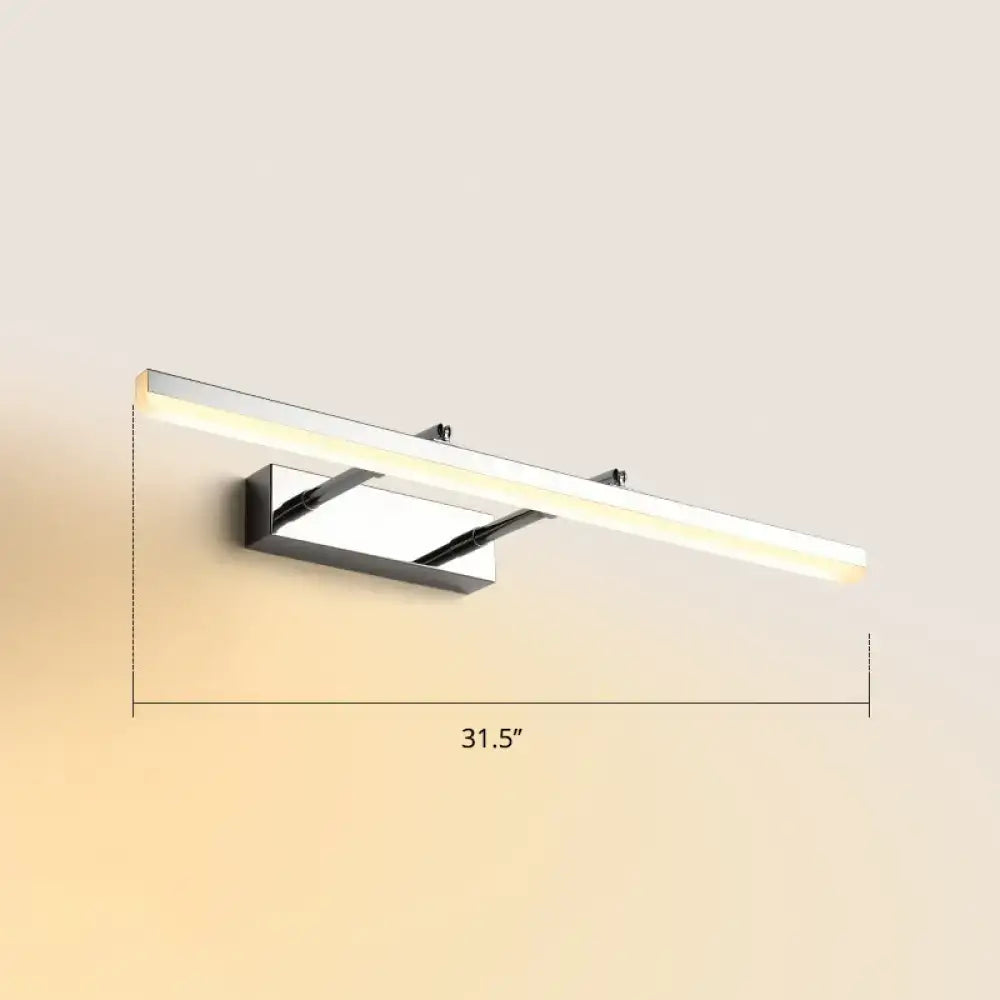 Modern black pivoting bar led wall mount lamp with chrome finish and warm white illumination for bedroom vanity use