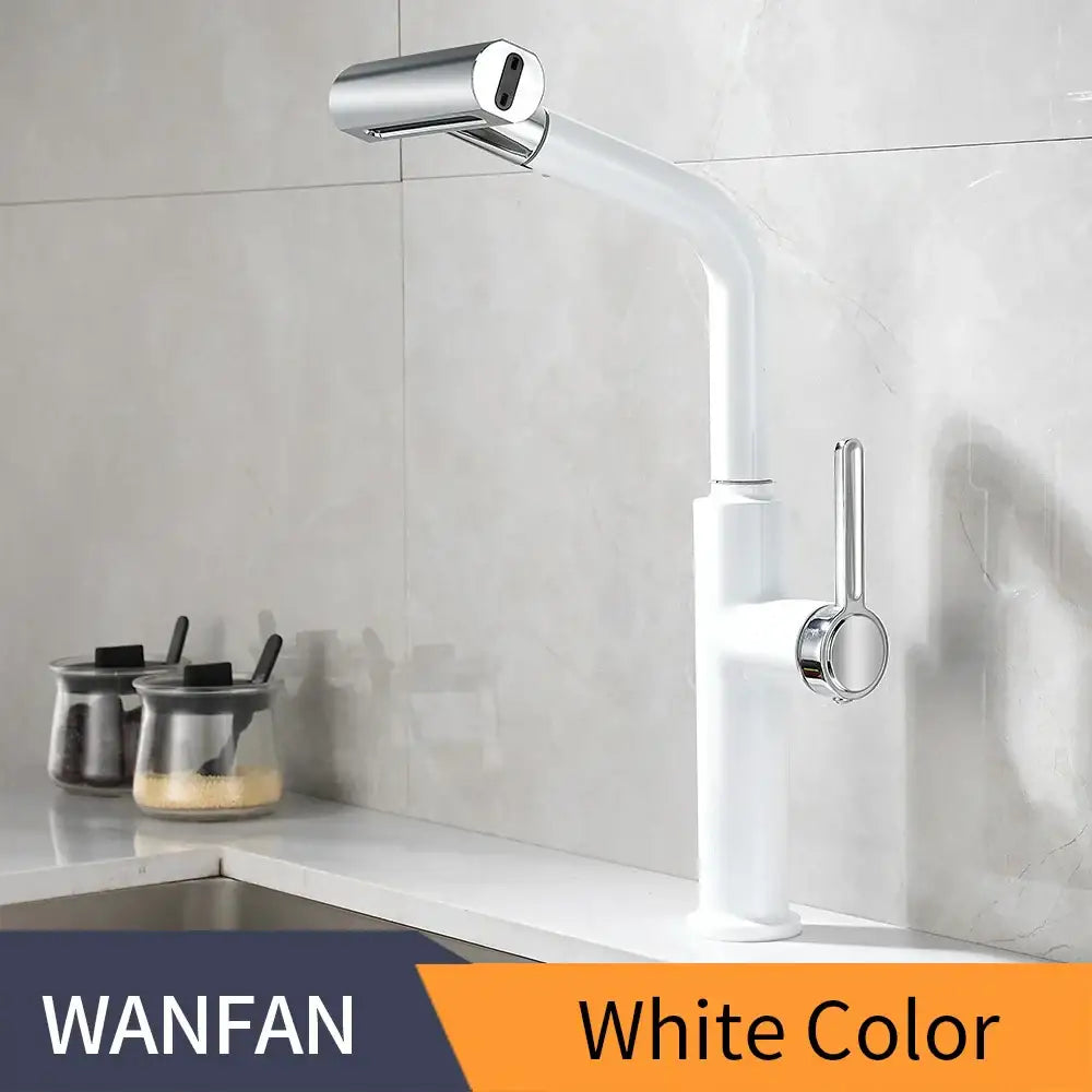 Modern black pull out kitchen faucet with waterfall stream sprayer featuring white ceramic body and chrome accents decorbites black pull