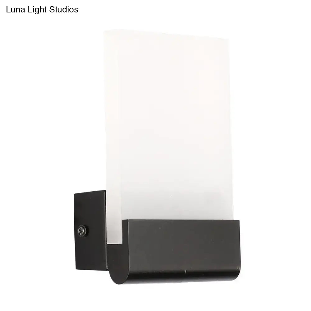 Modern black rectangle led wall sconce with frosted white diffuser and light bulbs included for bedroom lighting