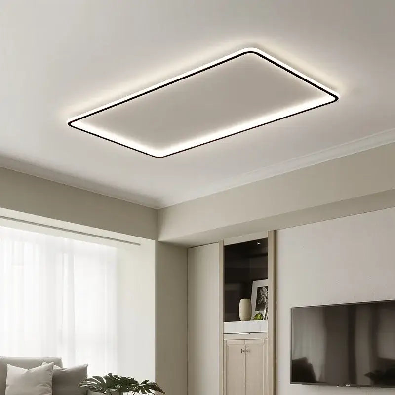 Modern black rectangular led ceiling lamp with sleek frame and soft white illumination for living room decorbites led ceiling