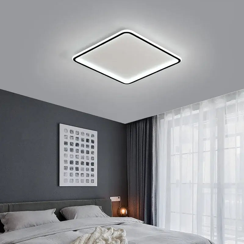 Modern black rectangular led ceiling lamp with sleek frame and bright white panel for living room decorbites led ceiling